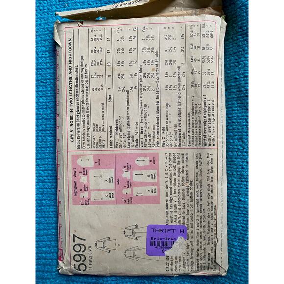 Simplicity sewing pattern 5997 kids nightgown and robe - Picture 3 of 5